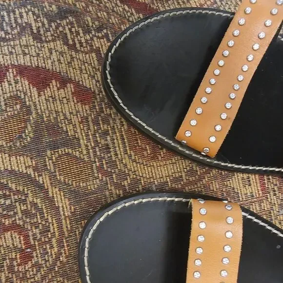 Zadig & Voltaire Studded Brown Leather Sandals Size 39 - Picture 7 of 10